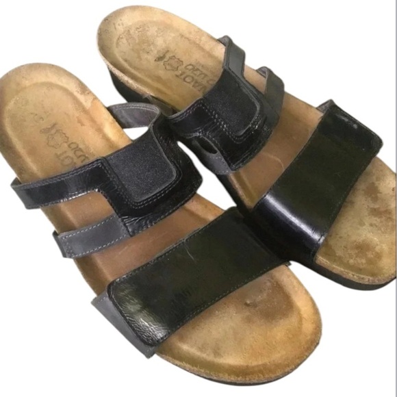 NAOT Nancy wedge sandals comfort walking black Size 8 - Picture 2 of 10